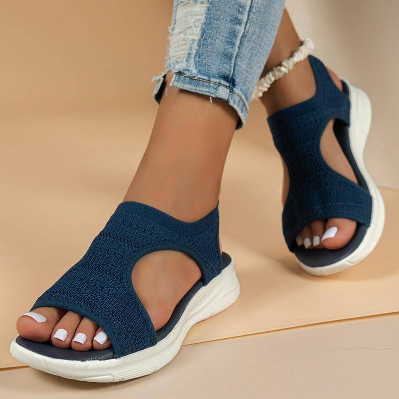35-45 Plus Size Damenschuhe Sommer 2024 Komfort Casual Sport Sandalen Damen Strand Keilsandalen Damen Plateausandalen Römische Sandalen 40 see-blaue von Joom DACH