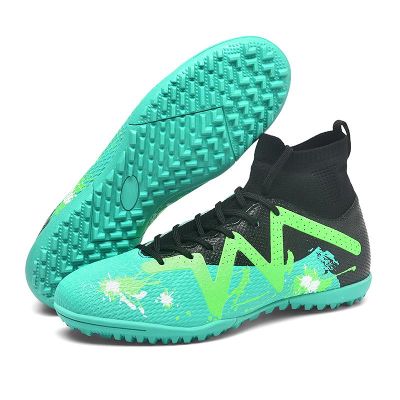 35-47 Herren Große High-Top-Fußballschuhe Kurzer Nagel Rutschfeste TPR Künstliche Corthiro Outdoor-Fußballschuhe 39 cyanblau/schwarz von Joom DACH