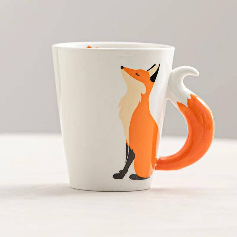 350 ml Kreativer Fuchs 3D-Cartoon-Kaffeebecher mit Henkel Personalisierte Bürotasse Tier-Keramiktasse Teetasse Koreanische Milchtasse 350ml von Joom DACH