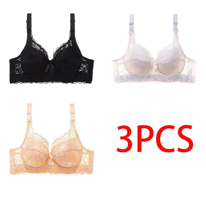 36-46 Plus Size Damen Ultradünner BH Bügel Push-Ups Spitzen-BH Büstenhalter Größere Brust Einfarbig 3/4 Big Cup 40/90 braun von Joom DACH