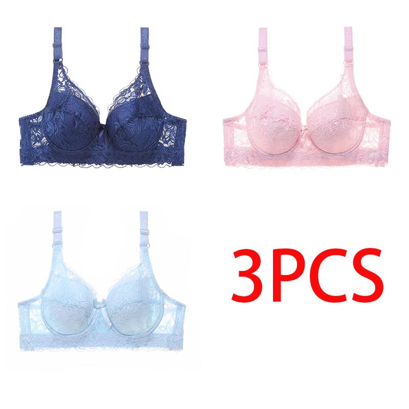 36-46 Plus Size Damen Ultradünner BH Bügel Push-Ups Spitzen-BH Büstenhalter Größere Brust Einfarbig 3/4 Big Cup 44/100 von Joom DACH