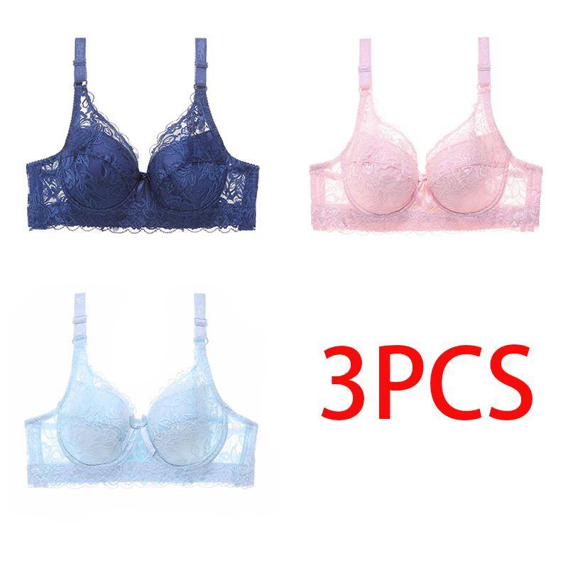 36-46 Plus Size Damen Ultradünner BH Bügel Push-Ups Spitzen-BH Büstenhalter Größere Brust Einfarbig 3/4 Big Cup 44/100 von Joom DACH