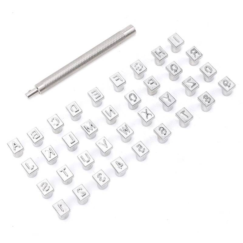 36 STÜCKE Alphabet & Zahlen Stempel Punzen Set DIY Lederhandwerk Stempelwerkzeug-Set(6mm ) von Joom DACH