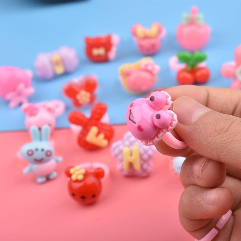 Kinder Mode Bonbonfarben Harzringe Süße Cartoon Verstellbarer Fingerring Schmuck Spielzeug 5Pcs von Joom DACH