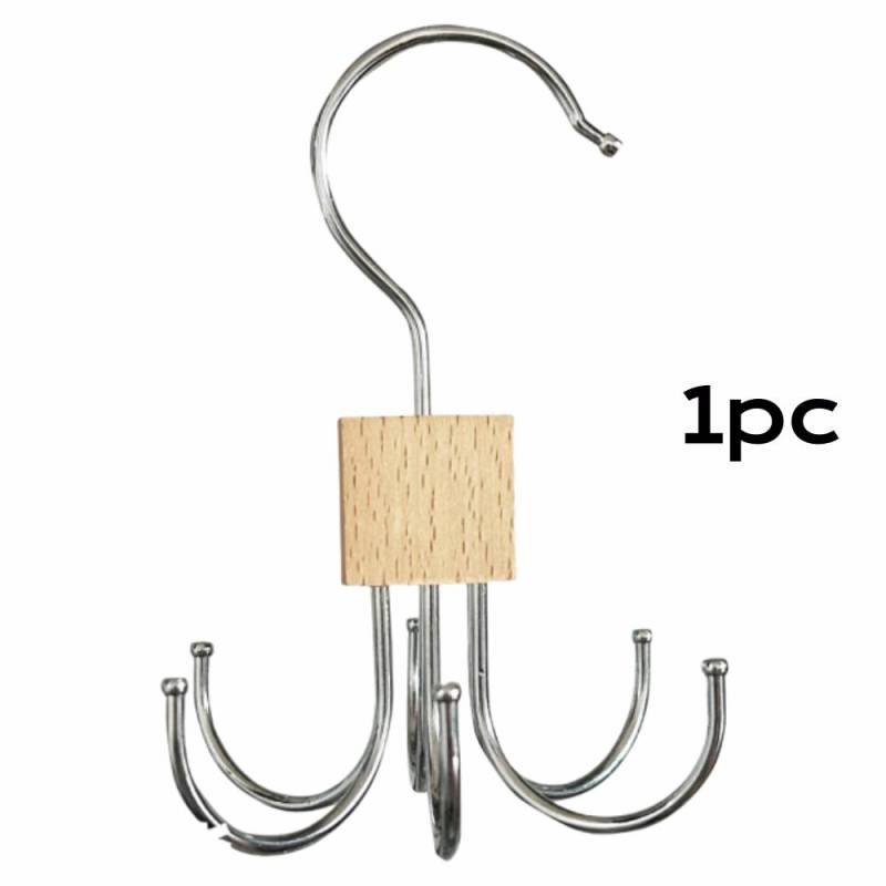 360 ° drehbarer Aufbewahrungshaken mit mehreren Klauen, Metallgürtelständer, Holz-Organizer für BHs, Krawatten, Schals, Haushaltsschrankzubehör von Joom DACH