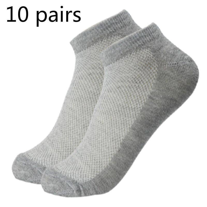 37-45 PLUS 10 Paar Herrensocken Hochwertiges Polyester Lässige atmungsaktive Mesh-Kurzbootssocken für Männer one size grau von Joom DACH
