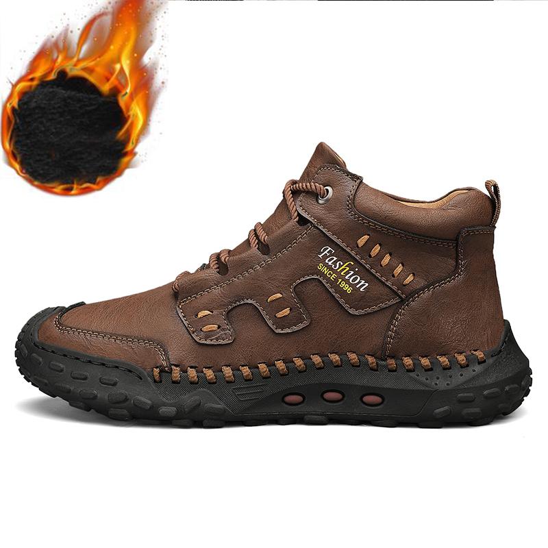 38-48 Herbst/Winter Plus samtig warme handgemachte Herrenstiefel Schuhe bequeme Stiefeletten für Männer Freizeitschuhe Mokassins Mann Werkzeugschuhe 43 kaffeebraun von Joom DACH