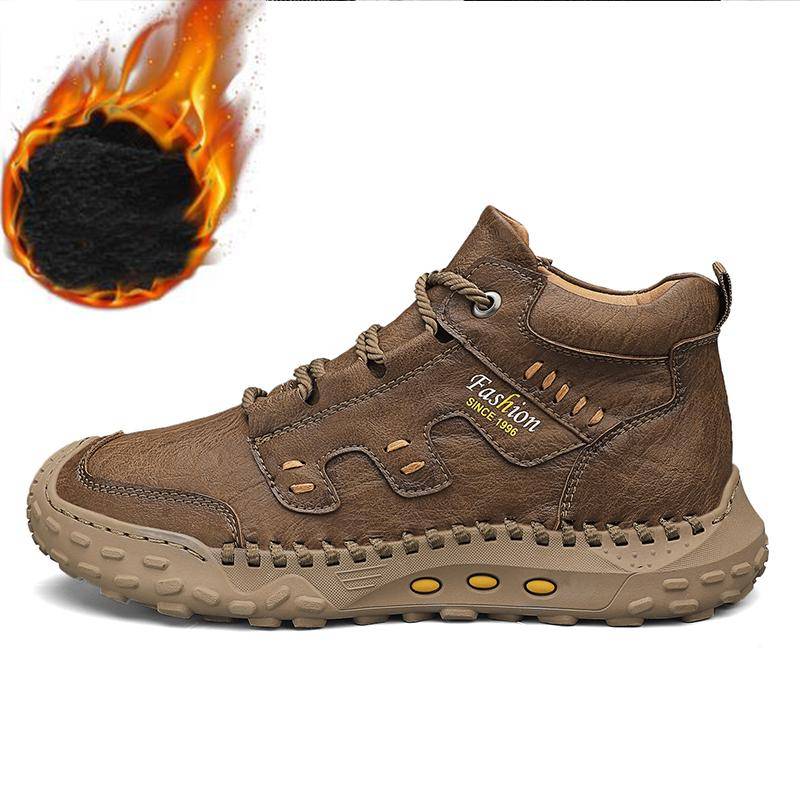 38-48 Herbst/Winter Plus samtig warme handgemachte Herrenstiefel Schuhe bequeme Stiefeletten für Männer Freizeitschuhe Mokassins Mann Werkzeugschuhe 43 hellbraune von Joom DACH