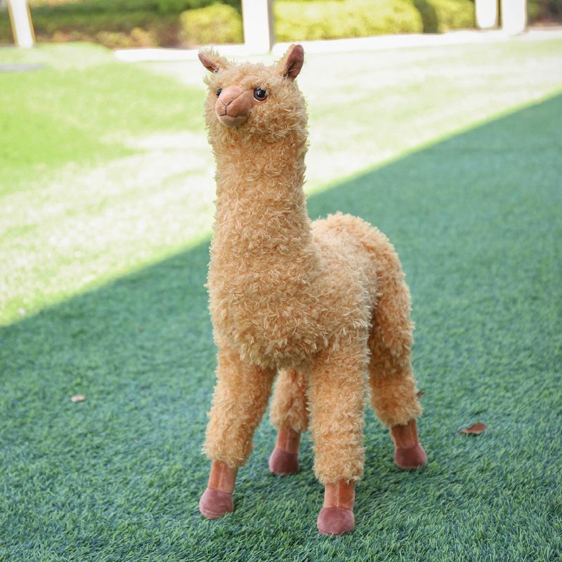 38-80CM Simulation Alpaka Plüschpuppe Niedliches Stehendes Australisches Alpacasso Stofftier Weiche Lama Spielzeuge Geburtstagsgeschenk 38cm braun von Joom DACH