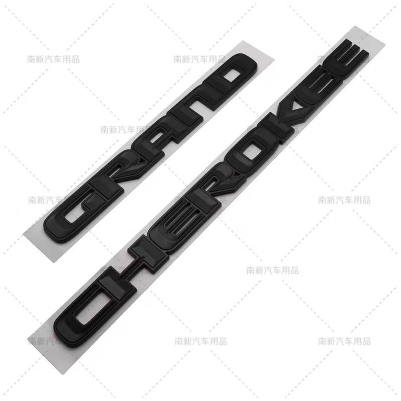 3D ABS Chrom Schwarz Logo Grand Cherokee Emblem Buchstaben Typenschild Auto Tür Abzeichen Aufkleber Aufkleber Accessoies Full Black von Joom DACH