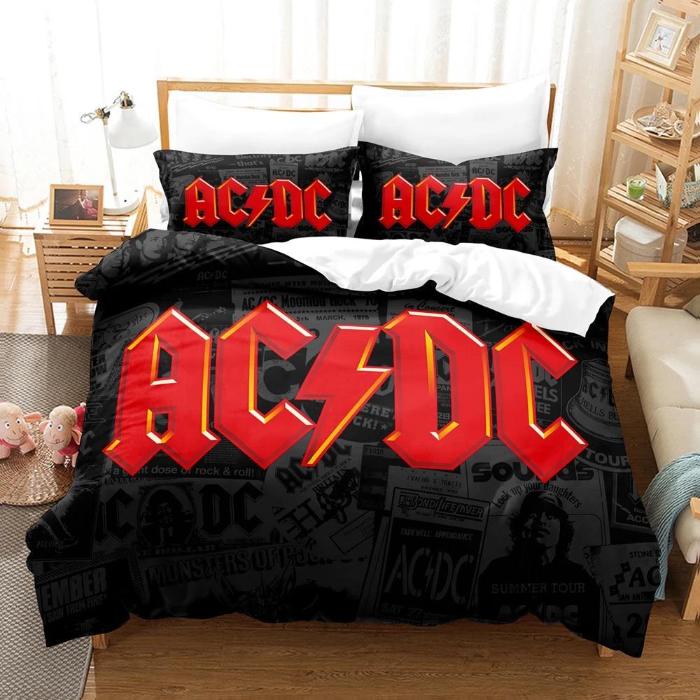 3D Ac/Dc Musik Bettwäsche-Sets Bettbezug-Set mit Kissenbezug Twin Full Queen King Bettwäsche Bettwäsche EU Single 135x200cm von Joom DACH
