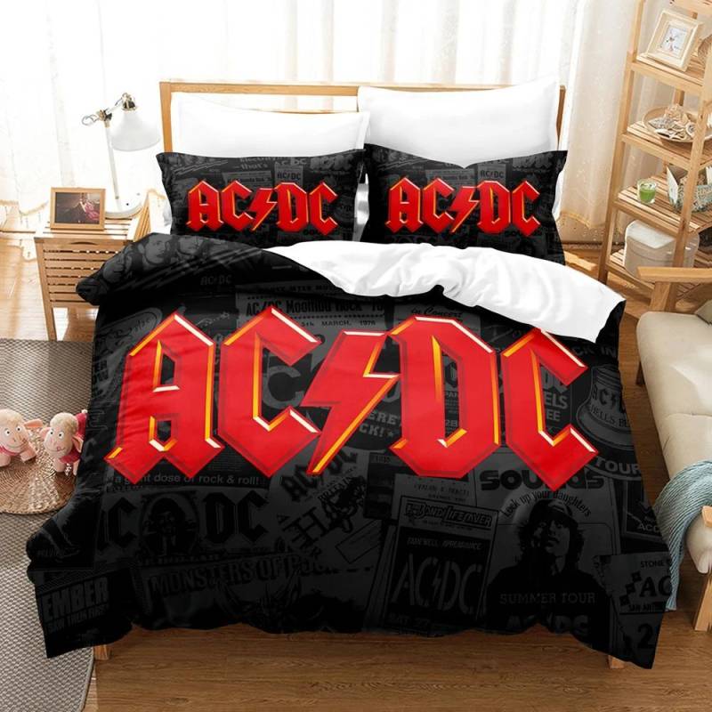 3D Ac/Dc Musik Bettwäsche-Sets Bettbezug-Set mit Kissenbezug Twin Full Queen King Bettwäsche Bettwäsche EU Single 135x200cm von Joom DACH