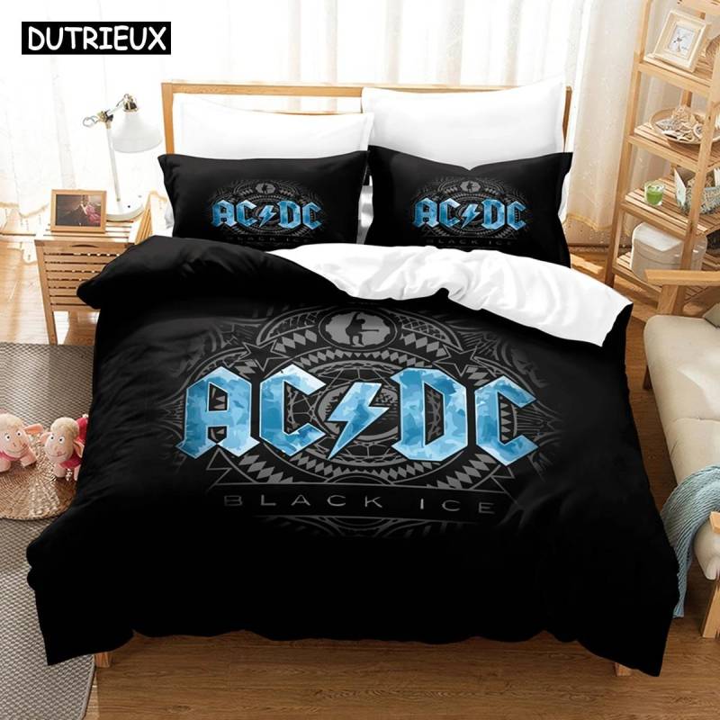 3D Ac/Dc Musik Bettwäsche-Sets Bettbezug-Set mit Kissenbezug Twin Full Queen King Bettwäsche Bettwäsche EU Single 135x200cm von Joom DACH