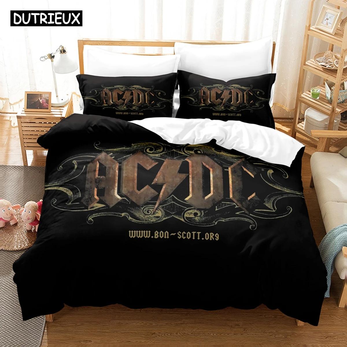3D Ac/Dc Musik Bettwäsche-Sets Bettbezug-Set mit Kissenbezug Twin Full Queen King Bettwäsche Bettwäsche EU Single 135x200cm von Joom DACH
