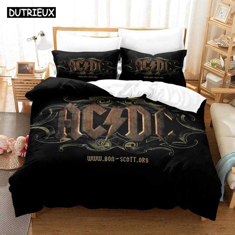 3D Ac/Dc Musik Bettwäsche-Sets Bettbezug-Set mit Kissenbezug Twin Full Queen King Bettwäsche Bettwäsche EU Single 135x200cm von Joom DACH