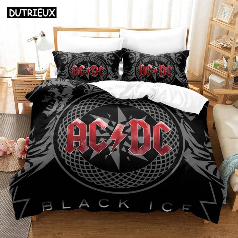 3D Ac/Dc Musik Bettwäsche-Sets Bettbezug-Set mit Kissenbezug Twin Full Queen King Bettwäsche Bettwäsche EU Single 135x200cm von Joom DACH