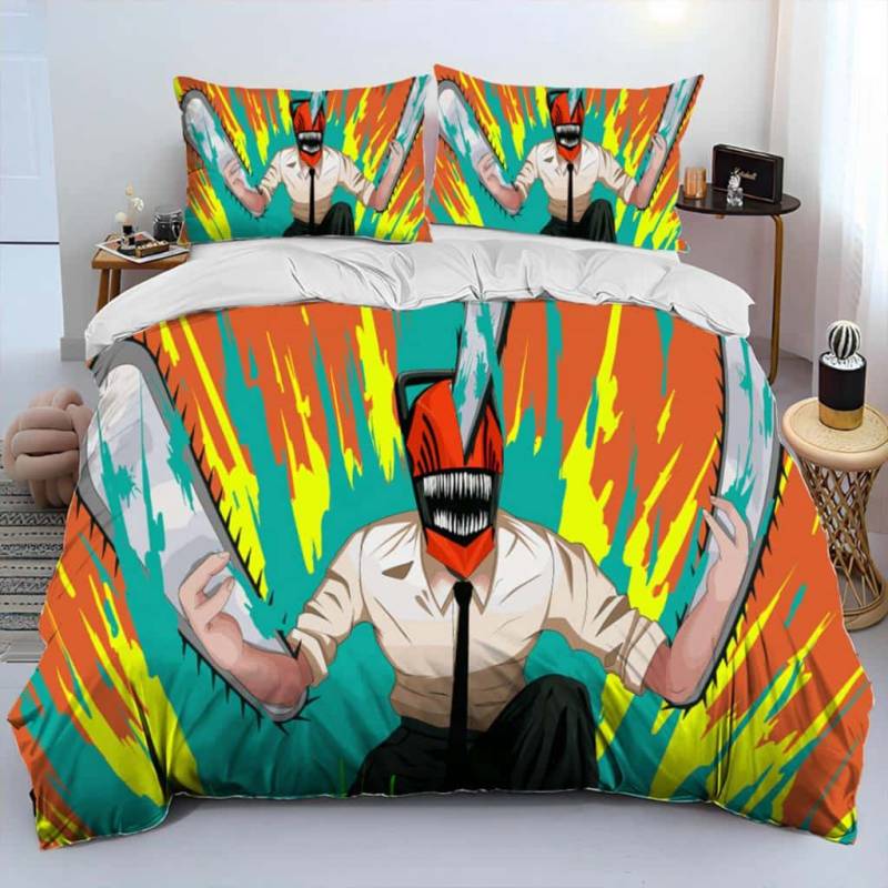 3D Anime Chainsaw Man Denji Cartoon Bettbezug-Set, Bettbezug, Kissenbezug, King-Queen-Size-Bettwäscheset EU Twin 135x200cm von Joom DACH