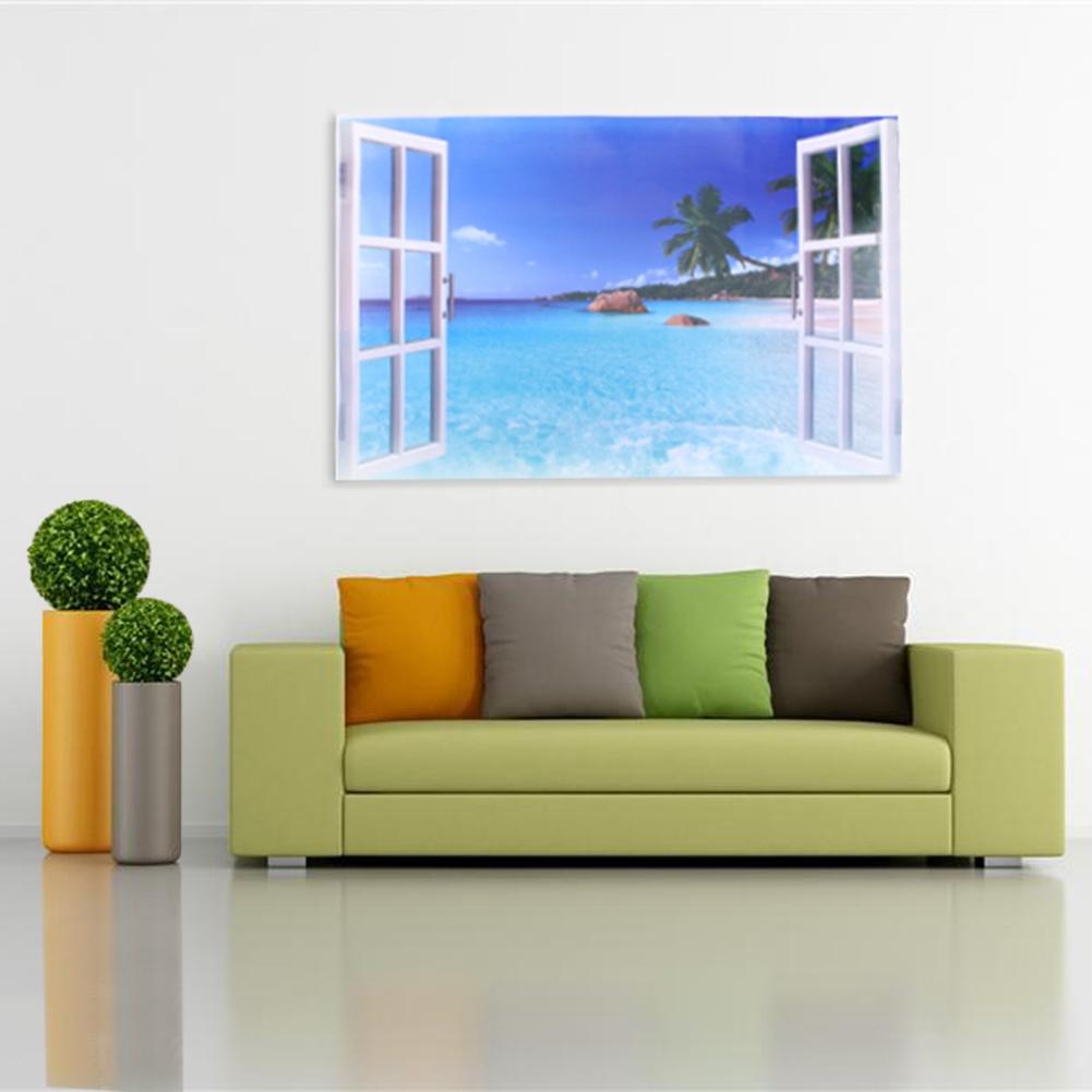 3D Ansicht Zimmer Dekor Ozean Meer Sandstrand Wand Aufkleber Aufkleber Wandbild PVC Kunst von Joom DACH