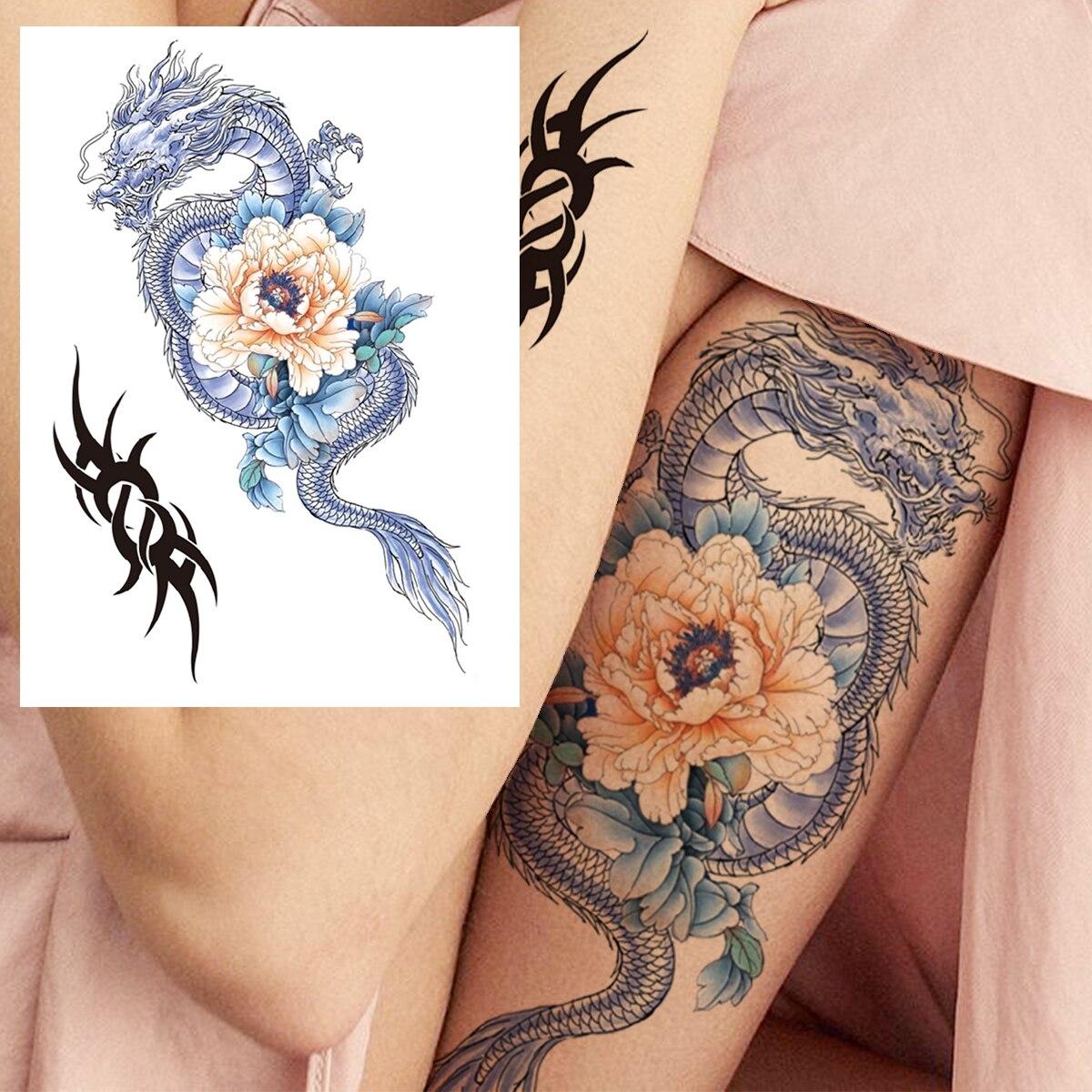 3D Aquarell Blume Temporäre Tattoo Für Frauen Mädchen Gefälschte Pfingstrose Rose Tattoo Aufkleber Schmetterling Spitze Sweatpea Flora Tatoos Bein von Joom DACH