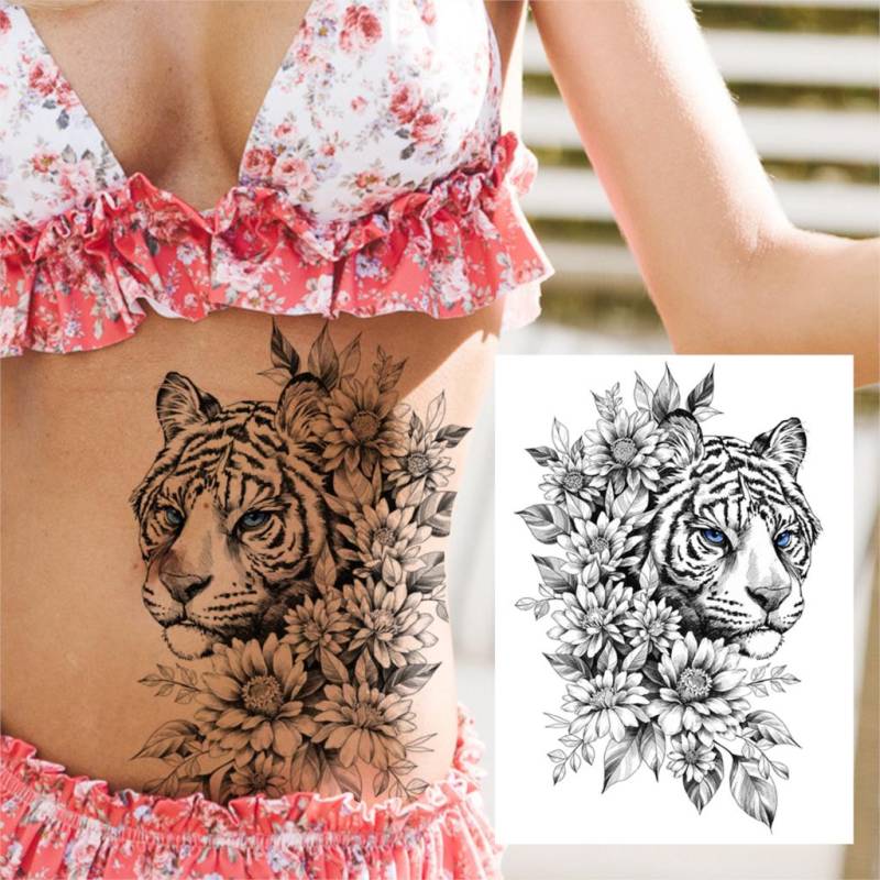 3D Aquarell Blume Temporäre Tattoo Für Frauen Mädchen Gefälschte Pfingstrose Rose Tattoo Aufkleber Schmetterling Spitze Sweatpea Flora Tatoos Bein von Joom DACH