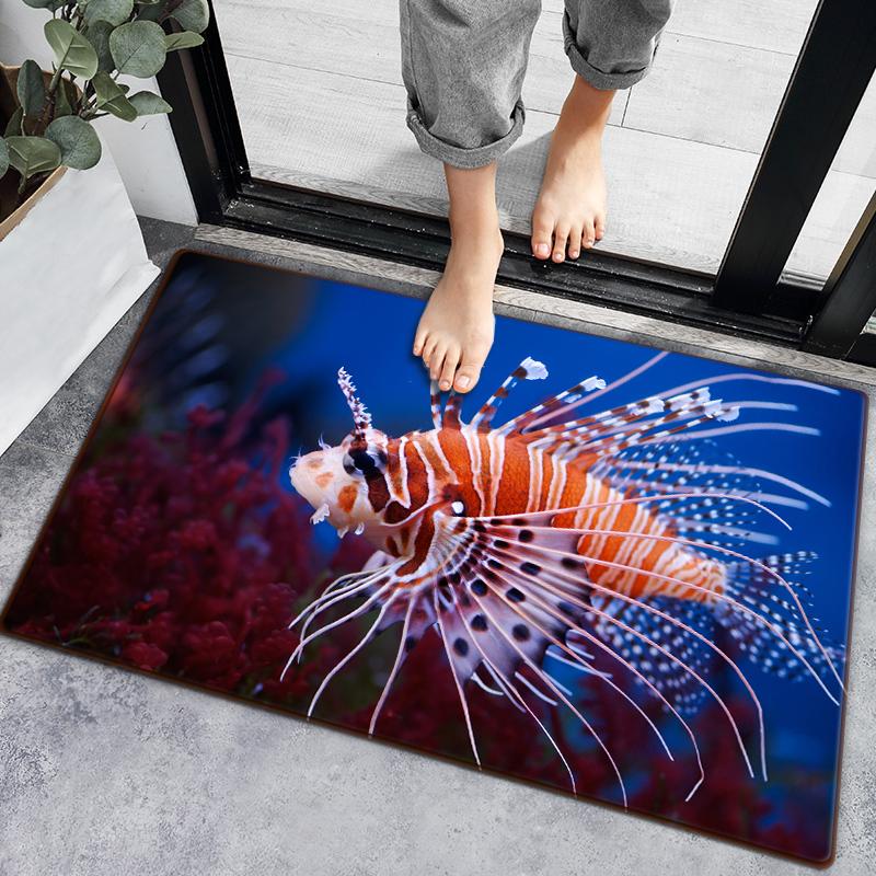 3D-Badezimmerteppich mit Unterwasserfischen, 4 Größen, Oberseite aus Flanell mit Latexpunkten, schnell saugfähige Fußmatte für Dusche, Eingang, Schlafzimmer 80x120cm von Joom DACH