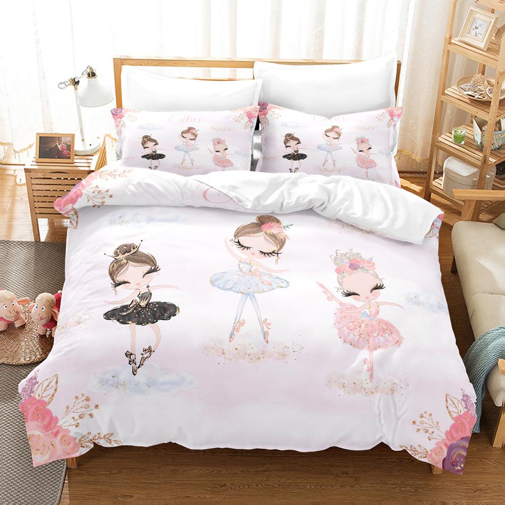 3D-Ballett-Mädchen-Bettwäsche-Set, Cartoon-Mädchen-Tanz-Steppdecke und Kissenbezug, 2/3 Stück, AU140 x 210, Einzel-/Doppelbett, Urlaubsgeschenk, Mädchenzimmer, weiche Heimtextilien Baby 100x135cm 3D-Ballett-Mädchen-Bettwäsche-Set, Cartoon-Mädchen-Tanz-Steppdecke und Kissenbezug, 2/3 Stück, AU140 x 210, Einzel-/Doppelbett, Urlaubsgeschenk, Mädchenzimmer, weiche Heimtextilien Baby 100x135cm von Joom DACH