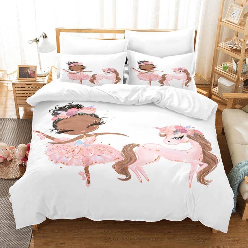 3D-Ballett-Mädchen-Bettwäsche-Set, Cartoon-Mädchen-Tanz-Steppdecke und Kissenbezug, 2/3 Stück, AU140 x 210, Einzel-/Doppelbett, Urlaubsgeschenk, Mädchenzimmer, weiche Heimtextilien DE 135x200cm 3D-Ballett-Mädchen-Bettwäsche-Set, Cartoon-Mädchen-Tanz-Steppdecke und Kissenbezug, 2/3 Stück, AU140 x 210, Einzel-/Doppelbett, Urlaubsgeschenk, Mädchenzimmer, weiche Heimtextilien DE 135x200cm von Joom DACH