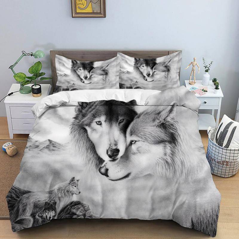 3D-Bettwäscheset mit hochauflösendem Digitaldruck, Tierbettdecke und Kissenbezug, AU/EU/US/UK/DE, Heimdekoration in voller Größe AU King 210x240cm von Joom DACH