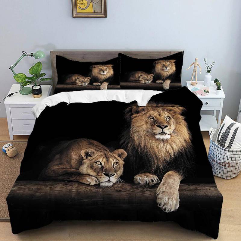 3D-Bettwäscheset mit hochauflösendem Digitaldruck, Tierbettdecke und Kissenbezug, AU/EU/US/UK/DE, Heimdekoration in voller Größe Cama 90 --155x220cm von Joom DACH