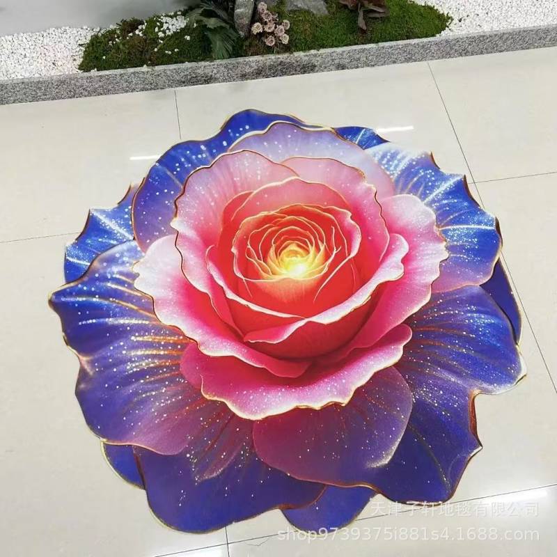 3D Blume Wohnzimmer Teppich Anti-Rutsch Saugfähige Matte Zuhause Badezimmer Küche Eingangsteppich 100X100 CM von Joom DACH