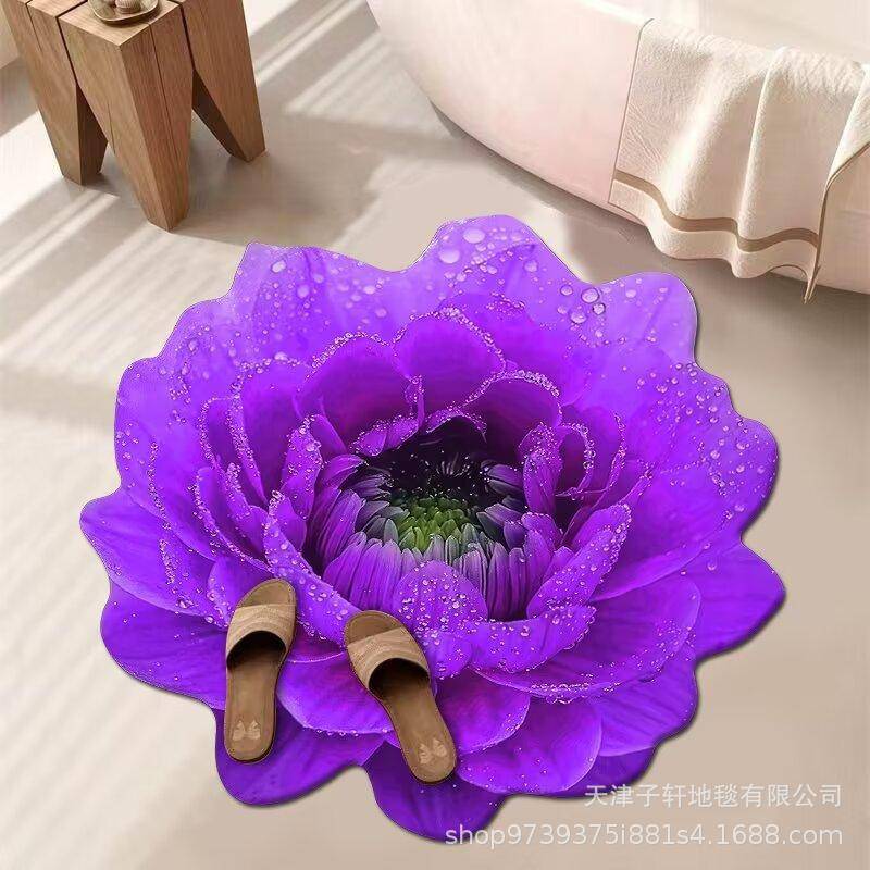 3D Blume Wohnzimmer Teppich Anti-Rutsch Saugfähige Matte Zuhause Badezimmer Küche Eingangsteppich 160X160 von Joom DACH