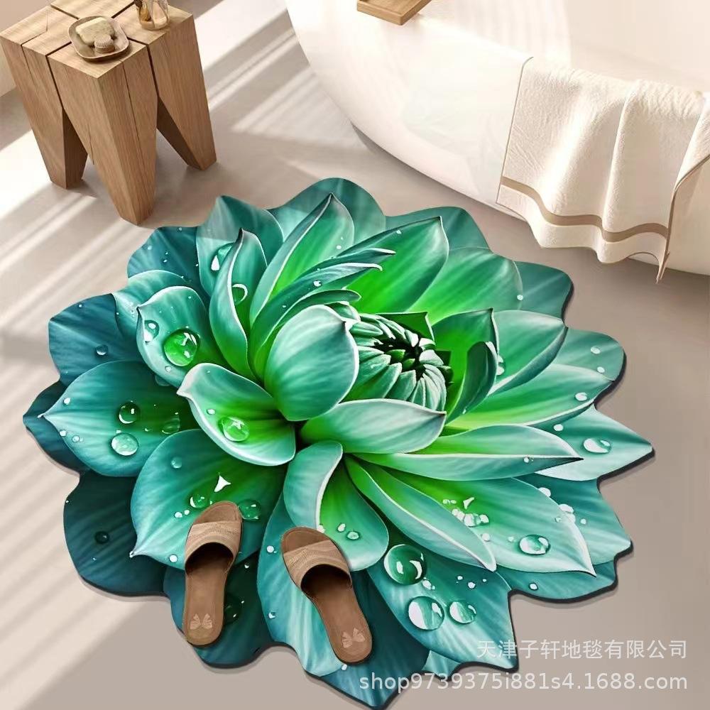 3D Blume Wohnzimmer Teppich Anti-Rutsch Saugfähige Matte Zuhause Badezimmer Küche Eingangsteppich 60X60 CM von Joom DACH