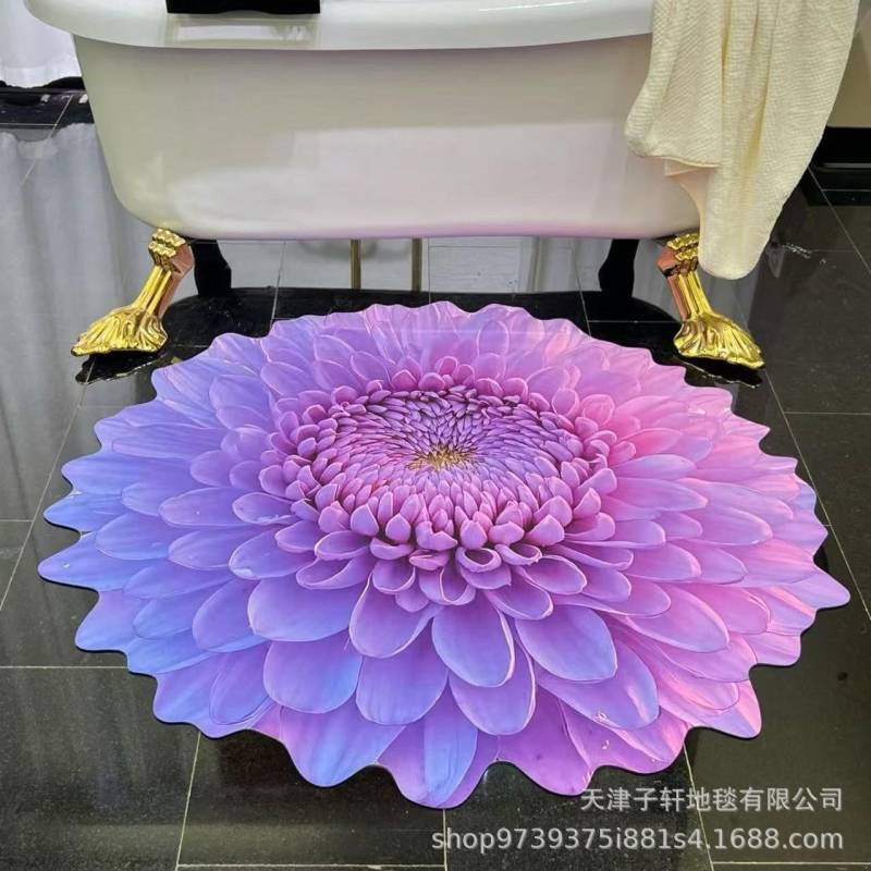 3D Blume Wohnzimmer Teppich Anti-Rutsch Saugfähige Matte Zuhause Badezimmer Küche Eingangsteppich 80X80 CM von Joom DACH