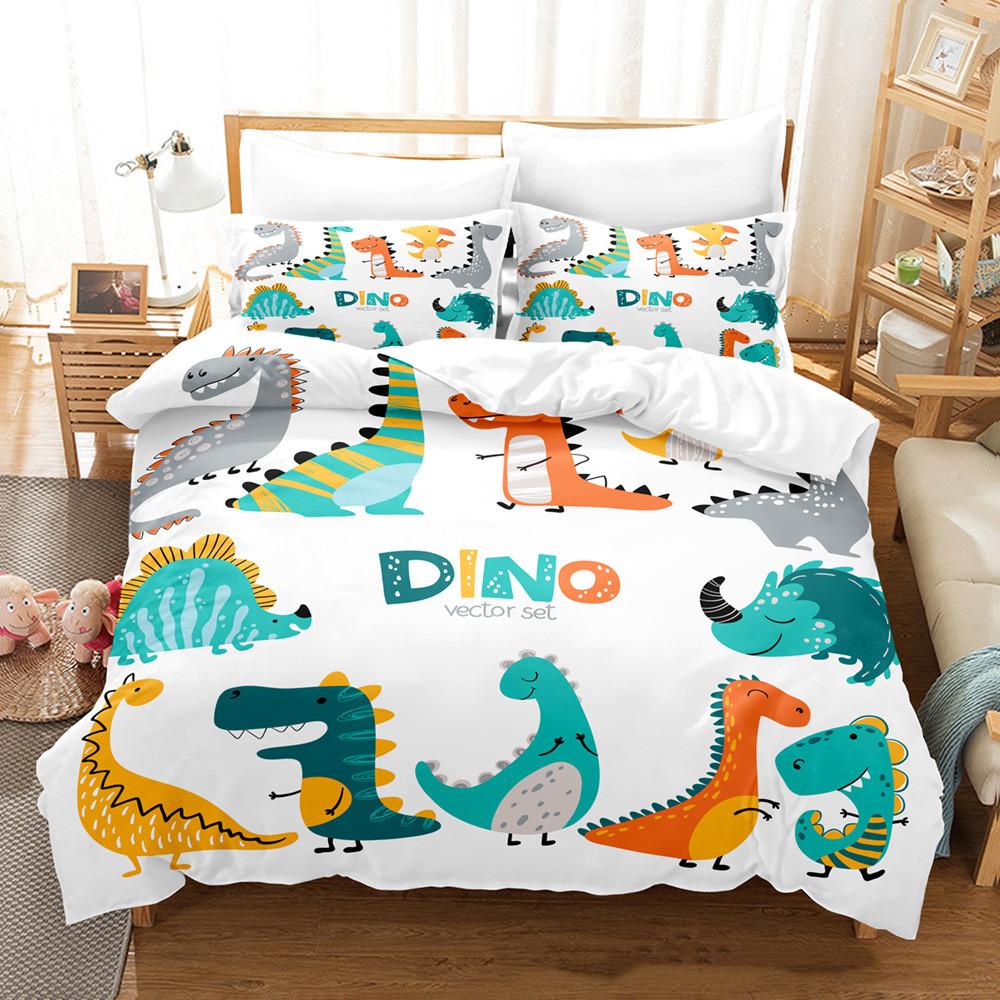 3D-Cartoon-Dinosaurier-Bettwäsche, Tier-Daunenbettbezug, Kissenbezüge, 2/3-teilig, Jungen, Männer, Kinder, Bezug aus ultrafeinem Fasergewebe, Heimtextilien AU Single 140x210cm von Joom DACH