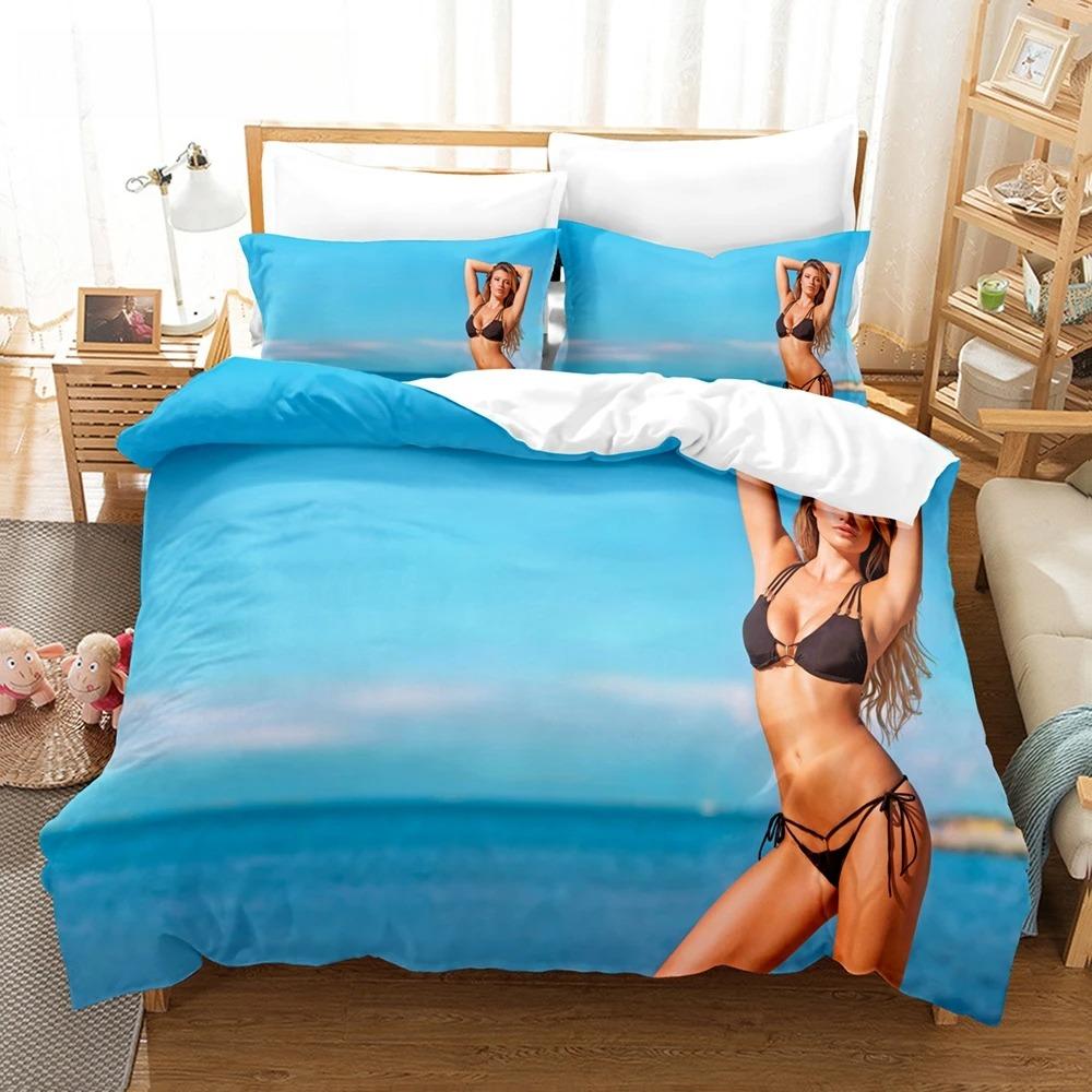 3D Druck Fluss Bach Bikini Schönheit Bettwäsche Set Für Frauen ,Jungen Männer Super Bequeme Mikrofaser Stoff Bettbezug+Kissenbezüge EU single(135x200cm) von Joom DACH