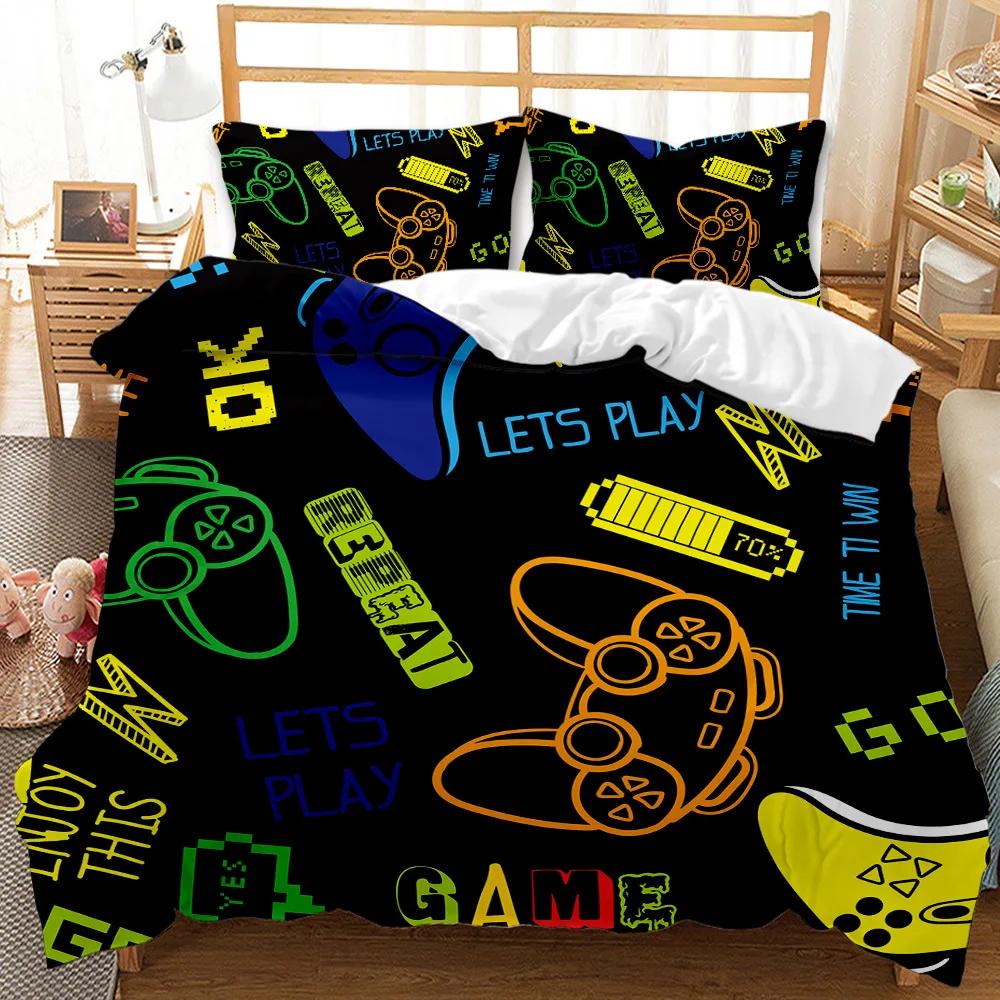 3D-Druck Gamepad Bettbezug-Set, Moderne Spielkonsolen-Bettwäsche Bettdeckenbezug mit Kissenbezügen, 200x220, Doppelbett, Junge, Teenager, Männer, Kinder EU single(135x200cm) von Joom DACH