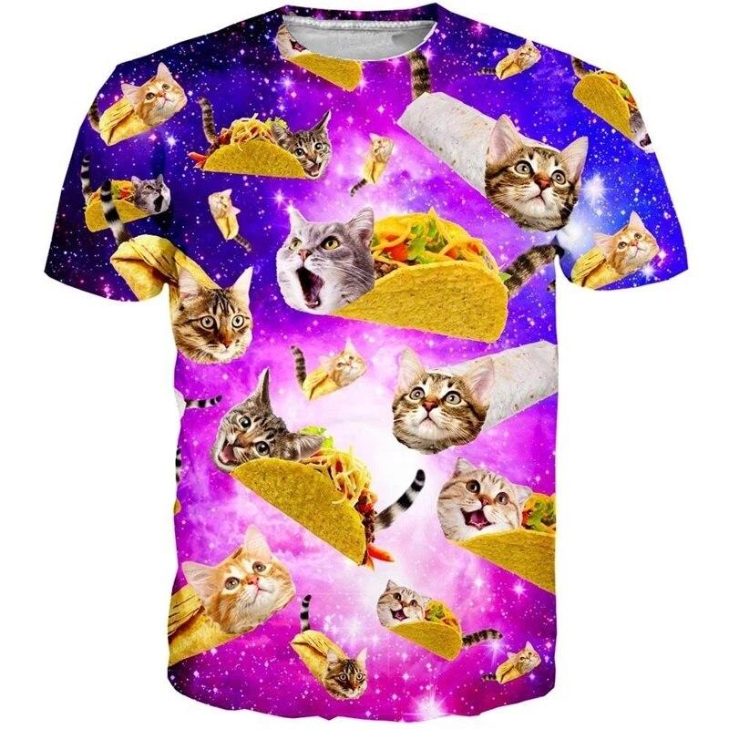 3D-Druck Lustige Katze Kurzarm Herren T-Shirt Sommer Tierdruck Unisex Top Fashion Street XXXL von Joom DACH