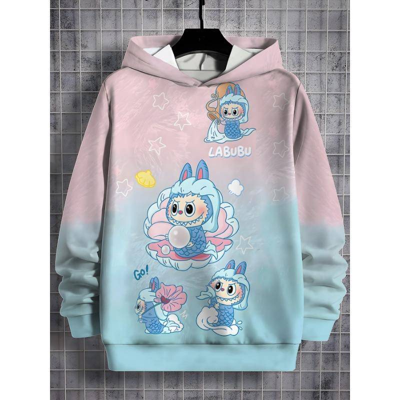 3D-Druck Niedlicher Cartoon Labubu Alle Jahreszeiten Kinder Lässiges Sweatshirt Cooler Pullover Tops Unisex Kleidung Junge Mädchen Hoodies 140 von Joom DACH