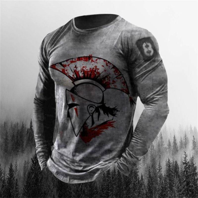 3D-Druck O-Ausschnitt Langarm T-Shirt Übergröße Herrenbekleidung Retro Herren Langarm T-Shirt Totenkopf Langes T-Shirt Herren Street 4XL von Joom DACH