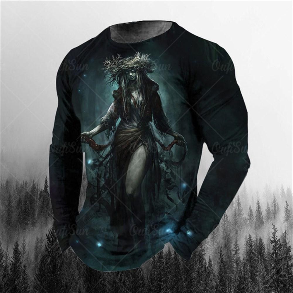 3D-Druck O-Ausschnitt Langarm T-Shirt Übergröße Herrenbekleidung Retro Herren Langarm T-Shirt Totenkopf Langes T-Shirt Herren Street XL von Joom DACH
