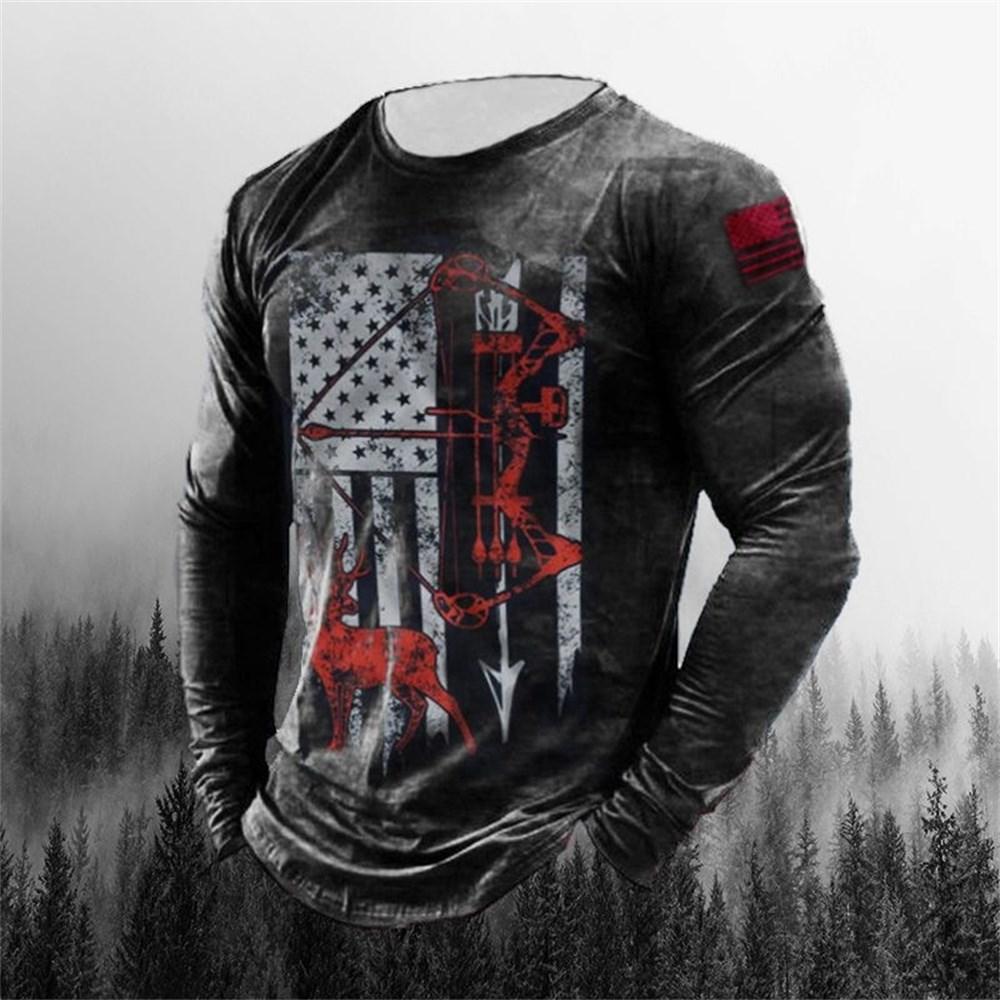 3D-Druck O-Ausschnitt Langarm T-Shirt Übergröße Herrenbekleidung Retro Herren Langarm T-Shirt Totenkopf Langes T-Shirt Herren Street XL von Joom DACH