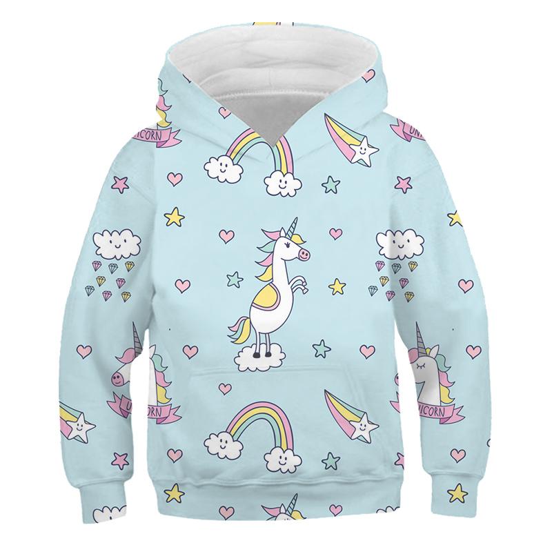 3D-Druck Sweatshirt Einhorn Herbst und Winter süße Hoodies Heißer Verkauf Einhorn Hoodie Jungen Hoodies Kinder Baumwolle 4-14 Jahre Kleidung 110 von Joom DACH