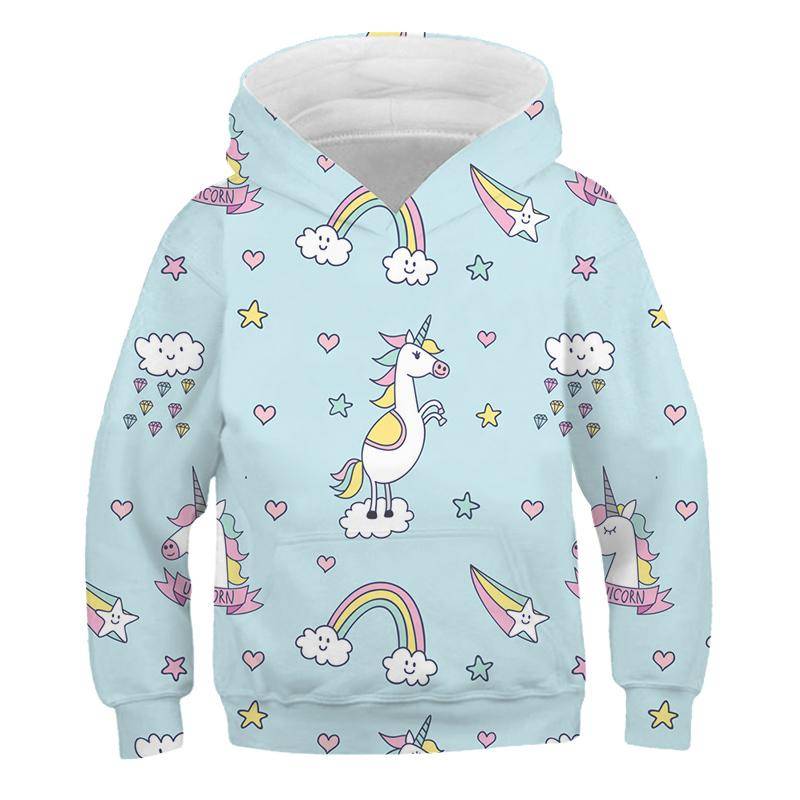 3D-Druck Sweatshirt Einhorn Herbst und Winter süße Hoodies Heißer Verkauf Einhorn Hoodie Jungen Hoodies Kinder Baumwolle 4-14 Jahre Kleidung 110 von Joom DACH