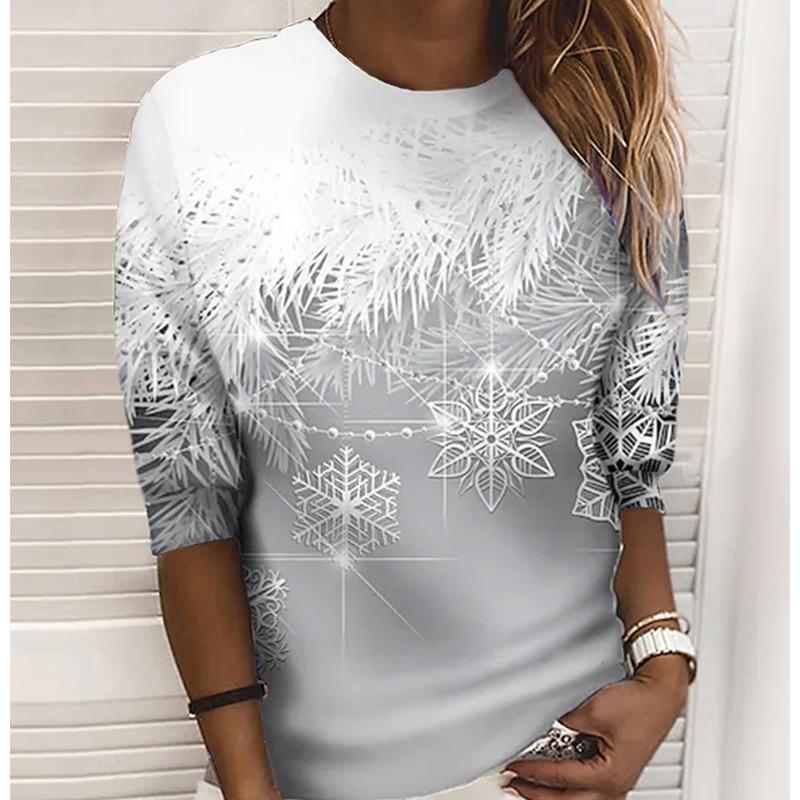 3D-Druck grüne Schneeflocke T-Shirts Damen Tops Langarm O-Ausschnitt Pullover Femme T-Shirts T-Shirt für Frauen M grau 3D-Druck grüne Schneeflocke T-Shirts Damen Tops Langarm O-Ausschnitt Pullover Femme T-Shirts T-Shirt für Frauen M grau von Joom DACH