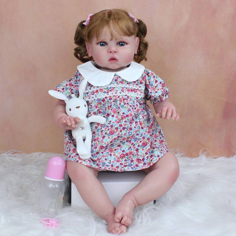 3D Farbe 65 CM Weiche Silikon Reborn Baby Puppe Spielzeug Für Mädchen 26 Zoll Stoff Körper Realistische Lange Haare Prinzessin kleinkind Kunst Bebe 3D paint Skin Doll von Joom DACH