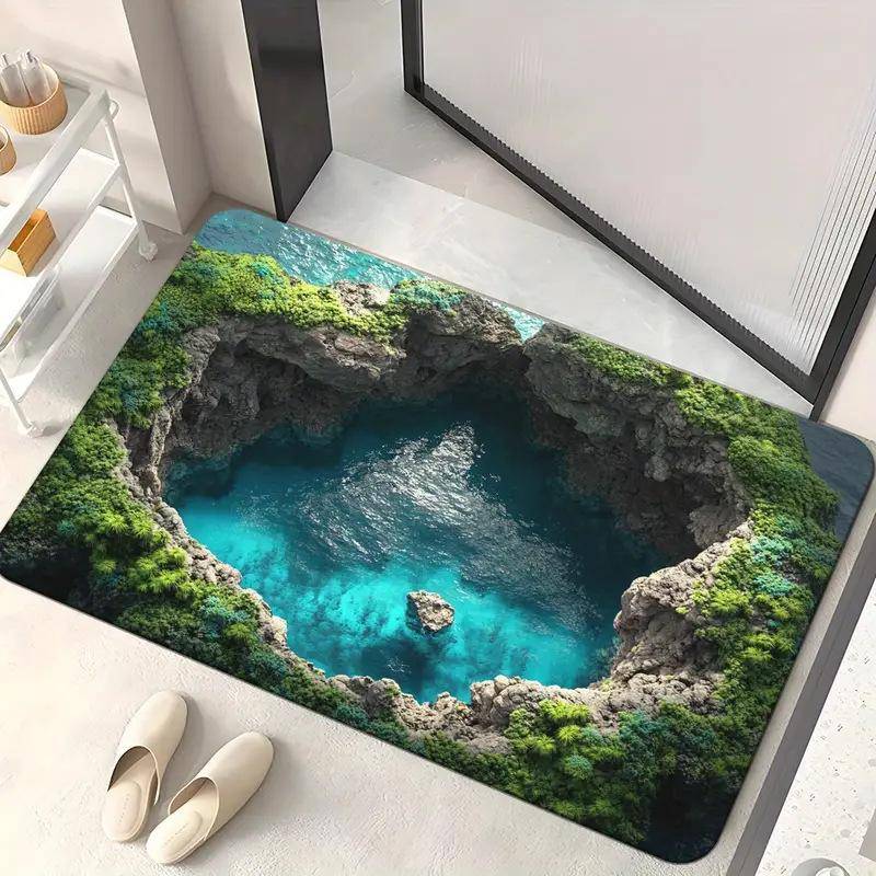 3D Fußmatten Teppich Badezimmer und Toilette Saugfähig Rutschfest Fußmatten 60 * 90cm von Joom DACH