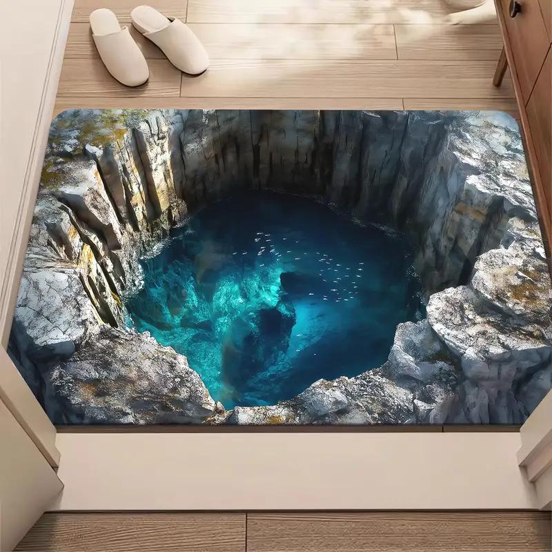 3D Fußmatten Teppich Badezimmer und Toilette Saugfähig Rutschfest Fußmatten 80 * 120cm von Joom DACH