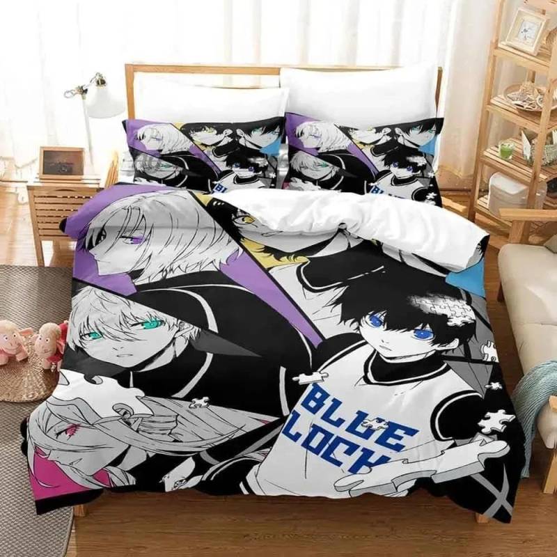 3D Gedrucktes Anime BLUE LOCK Bachira Bettwäsche-Set Bettbezug Kissenbezug Bettwäsche-Set Bettwäsche Laken Steppdecke Full Queen King Size AU Single 140x210cm von Joom DACH