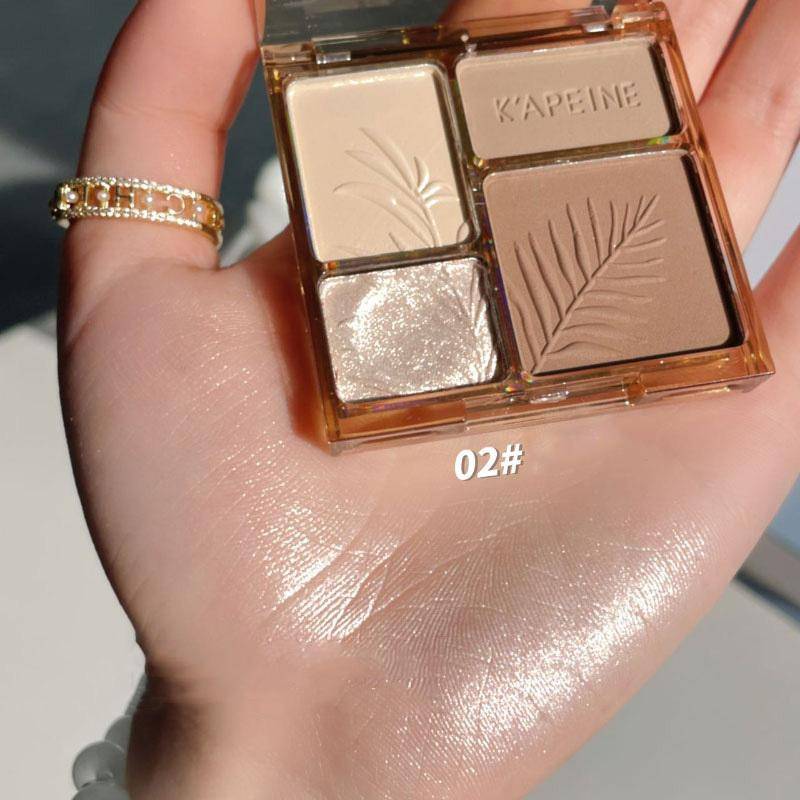 3D Gesichtskonturierung Bronzer Kosmetik Aufhellung Beige Matte Highlights Palette Vierfarbiger Lidschatten Nasenpuder Make-up von Joom DACH