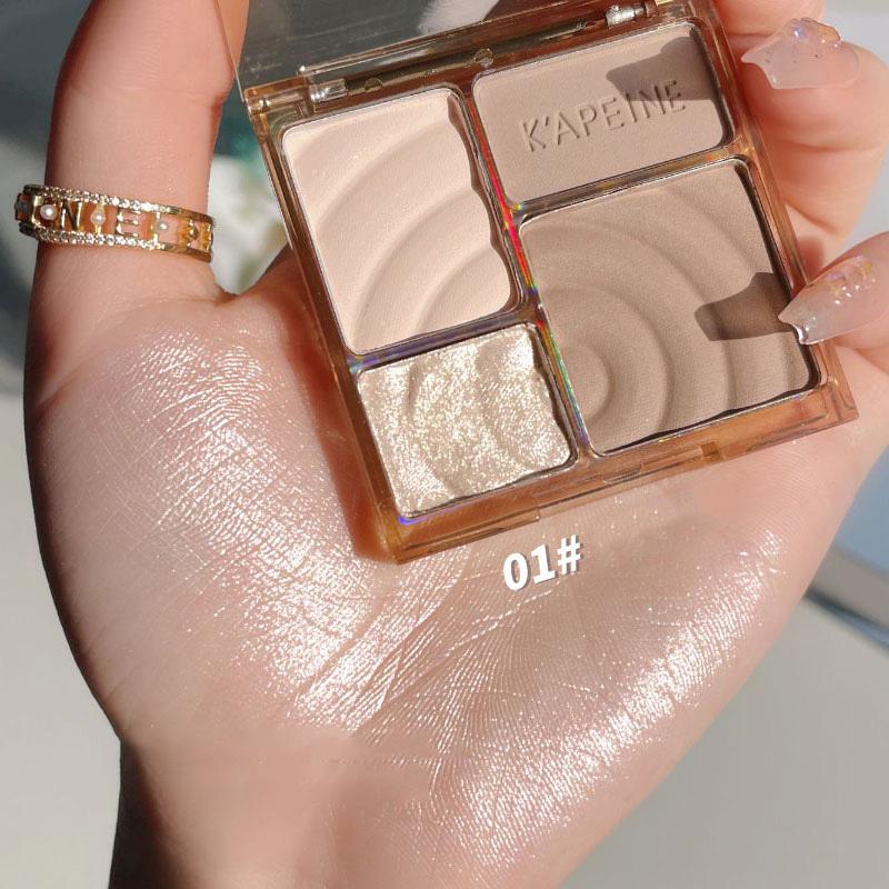 3D Gesichtskonturierung Bronzer Kosmetik Aufhellung Beige Matte Highlights Palette Vierfarbiger Lidschatten Nasenpuder Make-up von Joom DACH